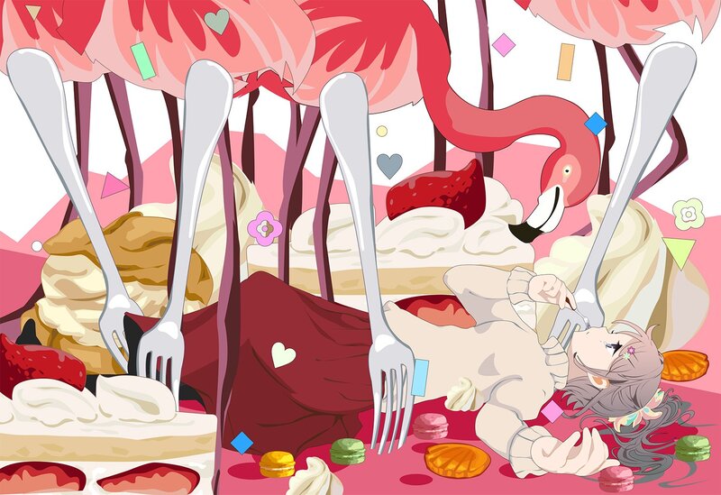 Anime girl in dessert world