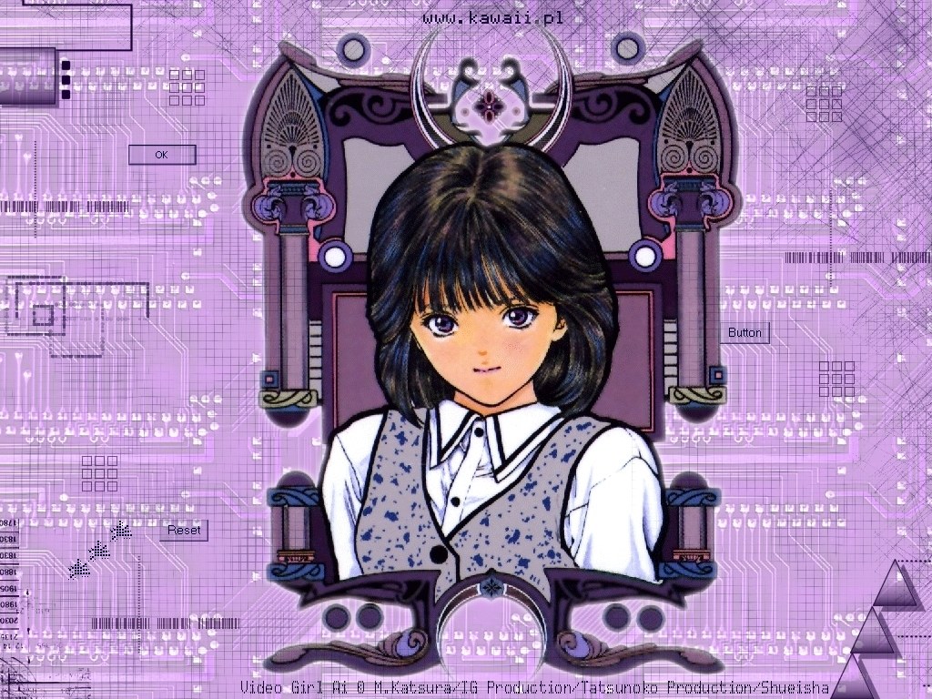 Anime girl in digital interface