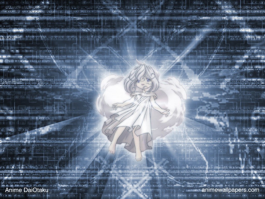 Anime girl in digital space