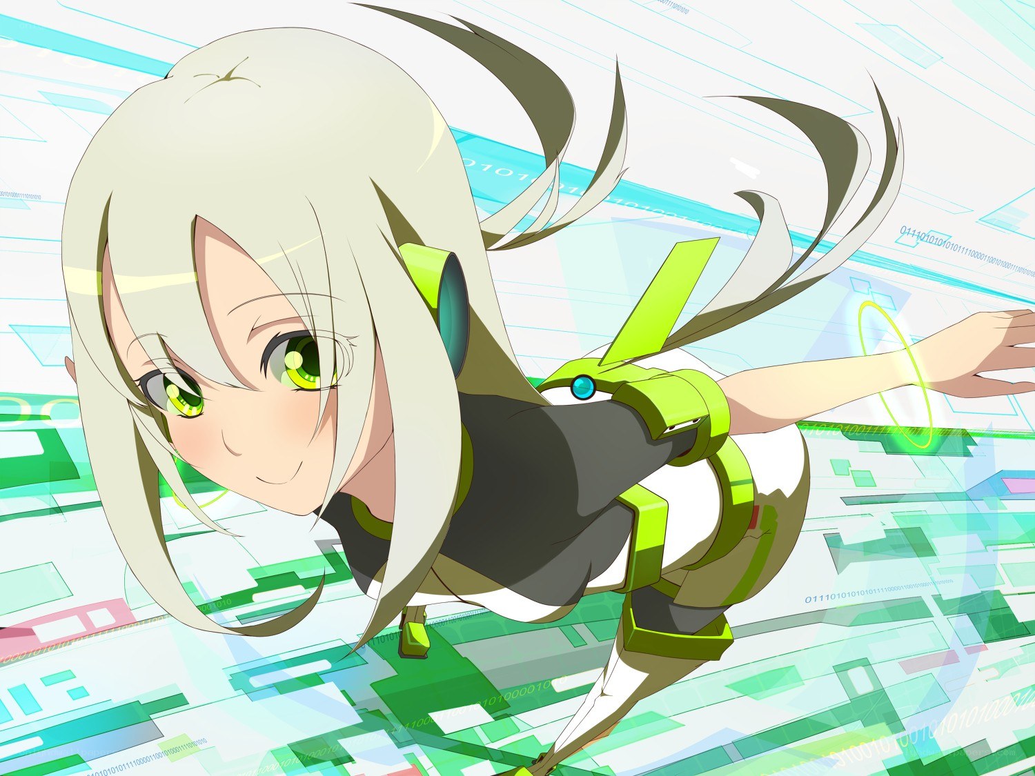 anime girl in digital space