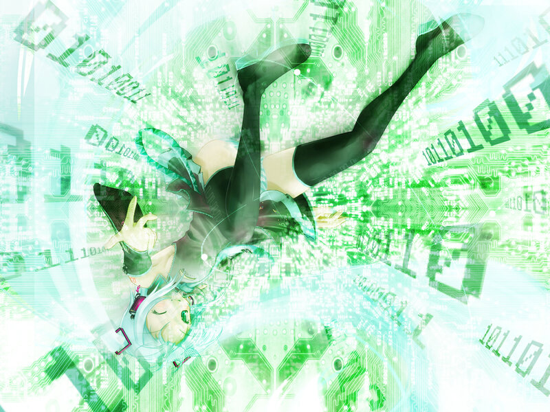 anime girl in digital space