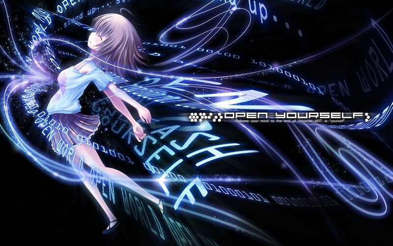Anime Girl in Digital Space — Black