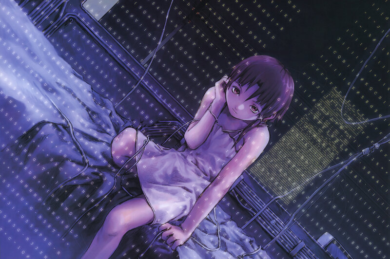 Anime Girl in Digital Space — Purple, Dramatic, Night