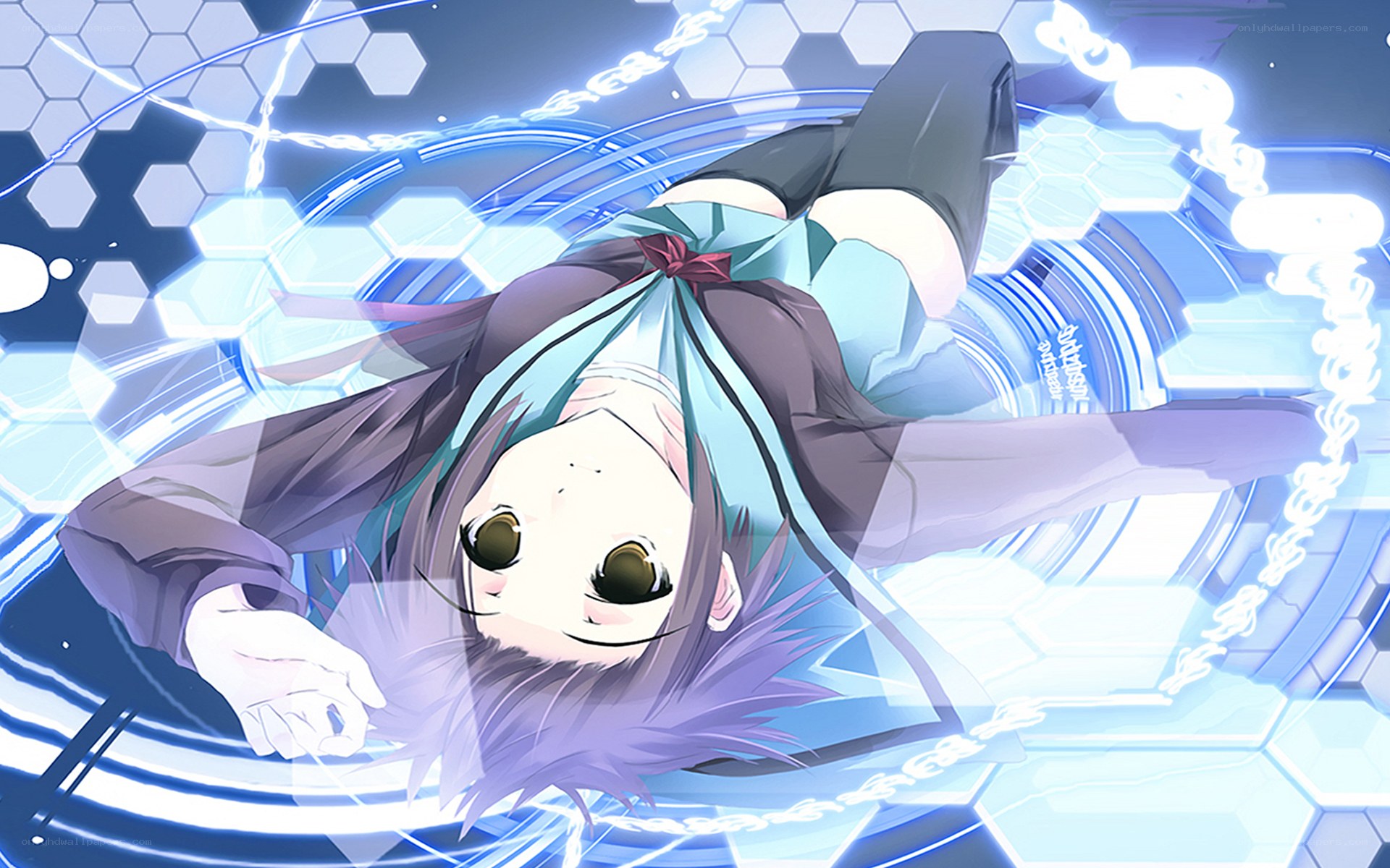 anime girl in digital space