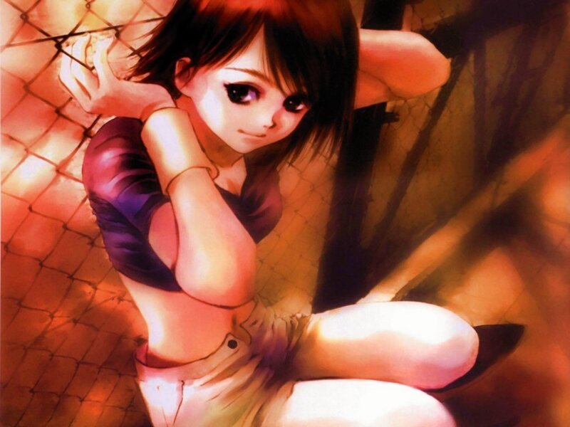 anime girl in dim light