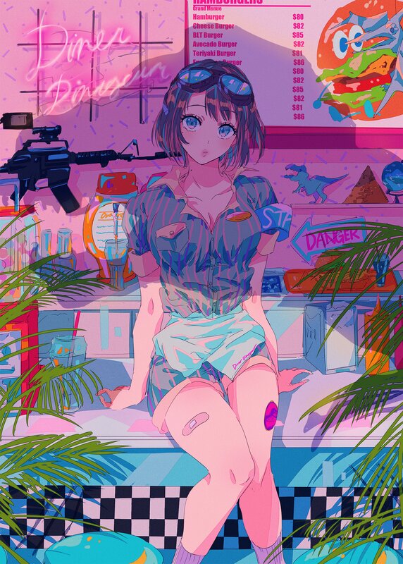 Anime Girl in Diner