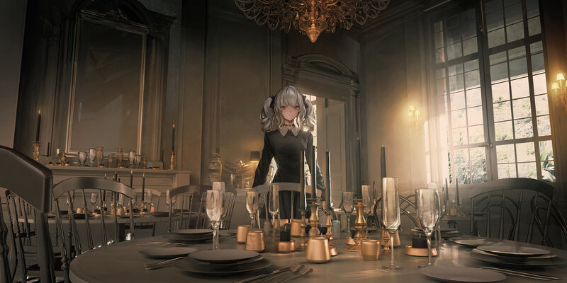 Anime Girl in Dining Room
