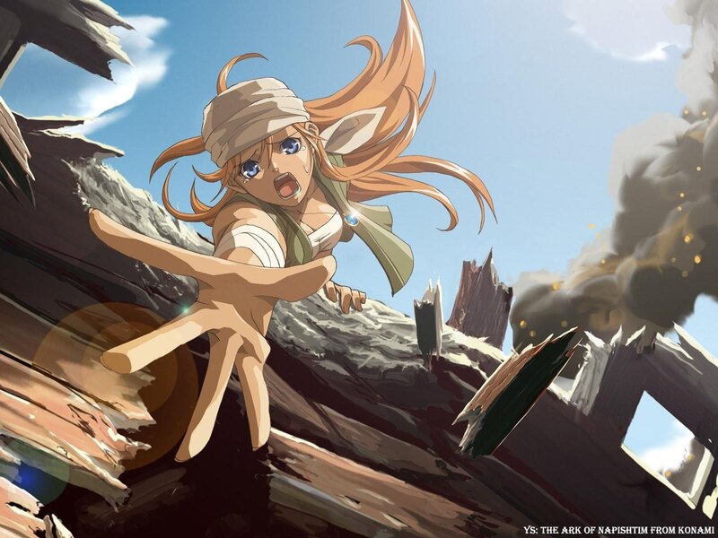 Anime girl in disaster scene