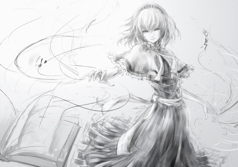 Anime Girl in Dress — Black, Dramatic, Digital Art, Book