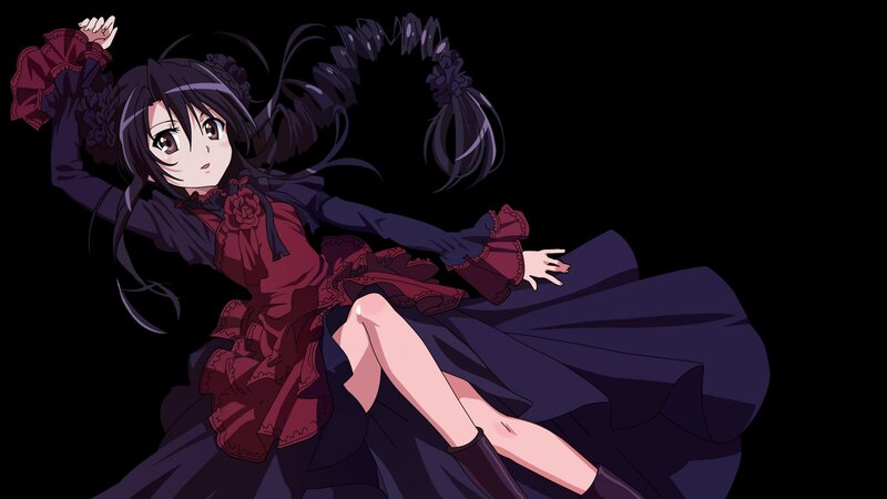 Anime Girl in Dress — Black, Dramatic, Hair