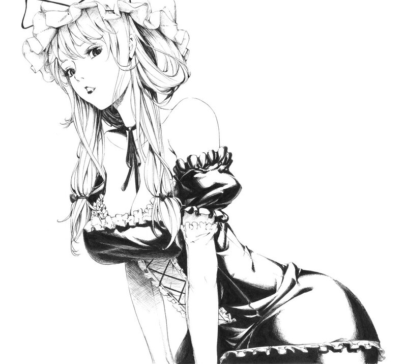 Anime Girl in Dress — Black, Dramatic