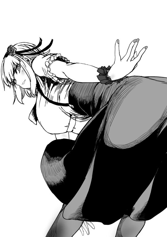 Anime Girl in Dress — Black, Dynamic, Manga