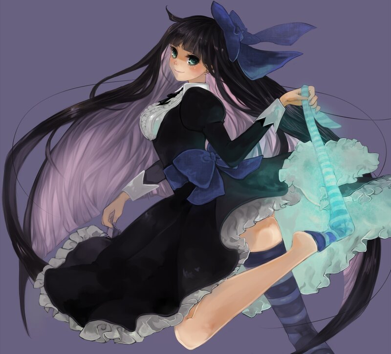 Anime Girl in Dress — Black, Playful