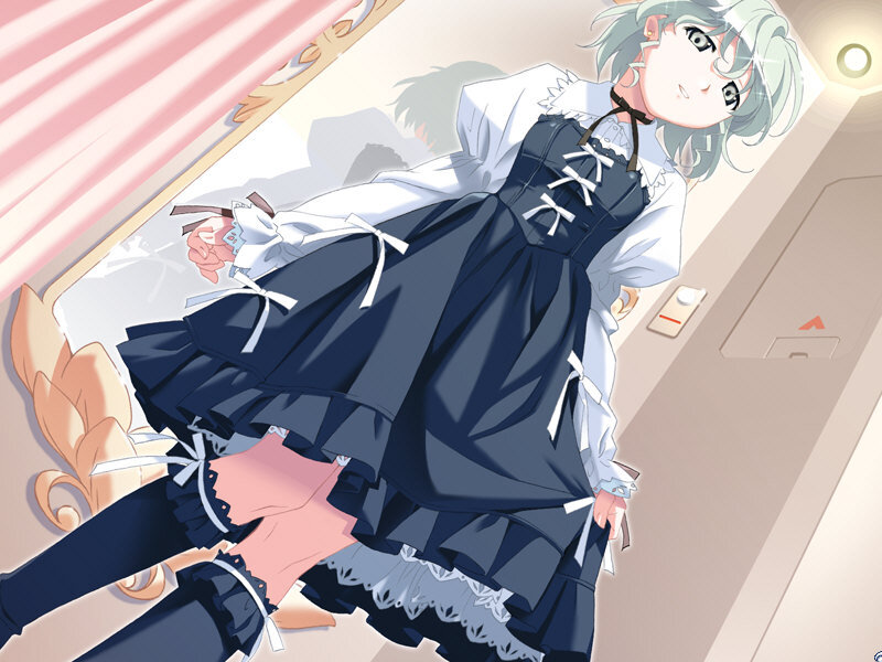 Anime Girl in Dress — Blue, Calm, Bed