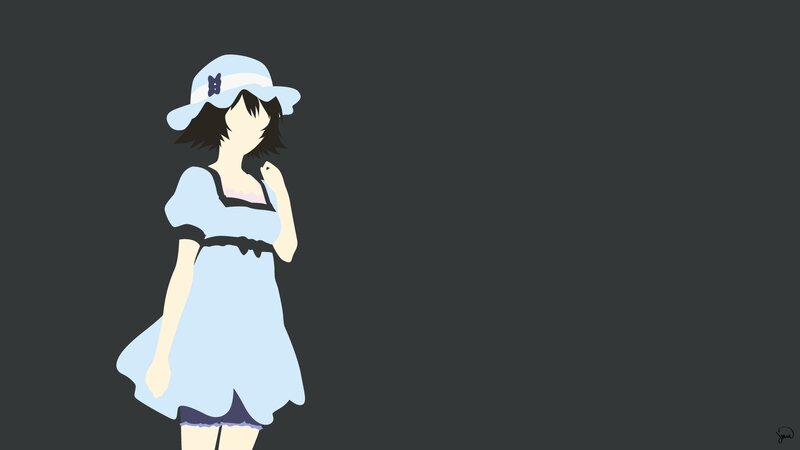 Anime Girl in Dress — Blue, Calm, Minimalist