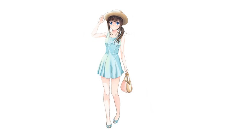 Anime Girl in Dress — Blue, Calm, Summer