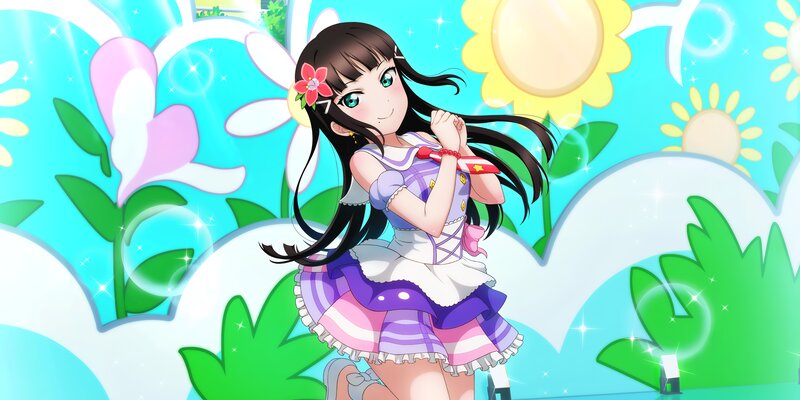 Anime Girl in Dress — Blue, Cheerful, Afternoon