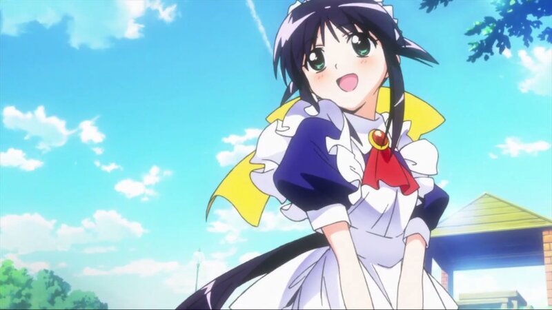 Anime Girl in Dress — Blue, Cheerful