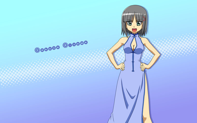 Anime Girl in Dress — Blue, Confident, Hair