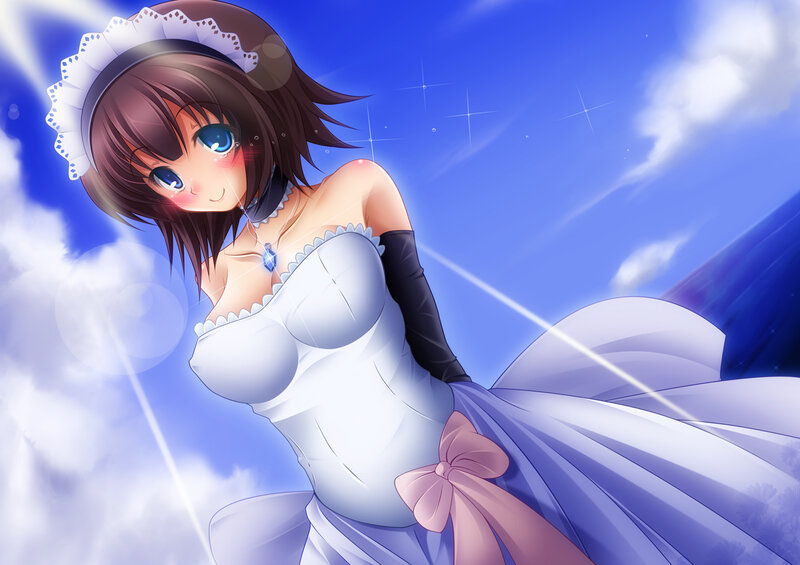 Anime Girl in Dress — Blue, Dreamy, Afternoon