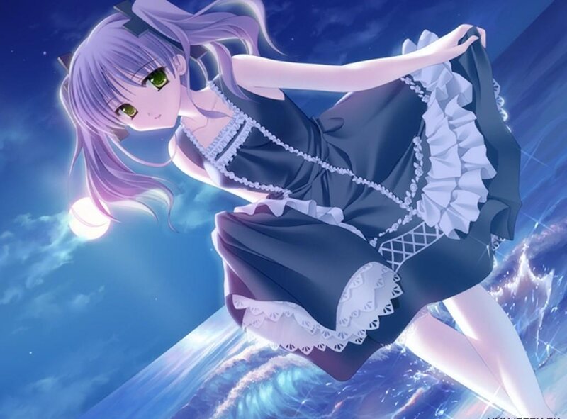 Anime Girl in Dress — Blue, Dreamy