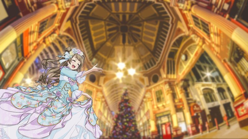Anime Girl in Dress — Blue, Festive, Winter