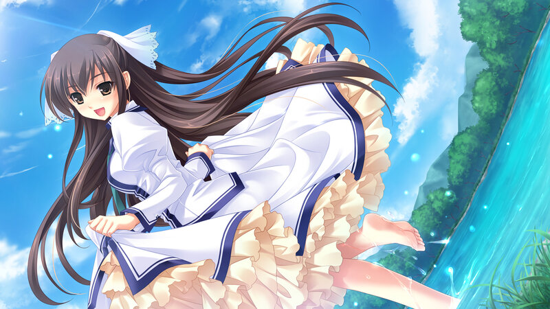Anime Girl in Dress — Blue, Playful, Afternoon