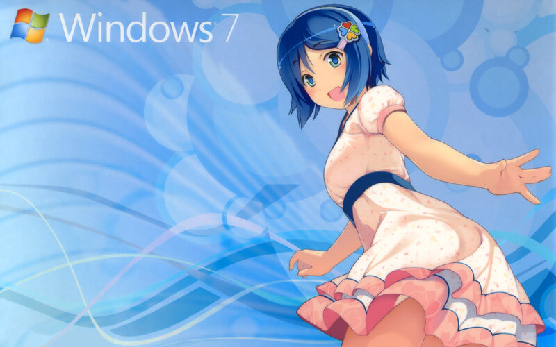 Anime Girl in Dress — Blue, Playful, Logo