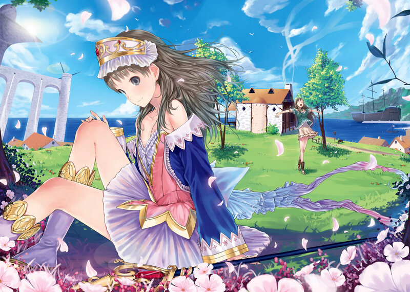 Anime Girl in Dress — Blue, Serene, Afternoon, Digital Art