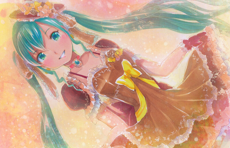 Anime Girl in Dress — Brown, Dreamy, Sunset
