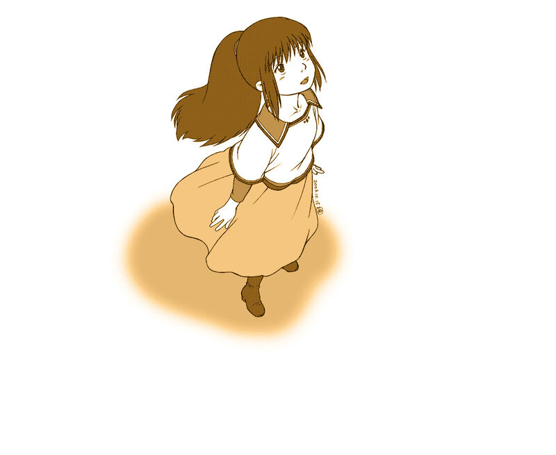 Anime Girl in Dress — Brown, Neutral, Manga