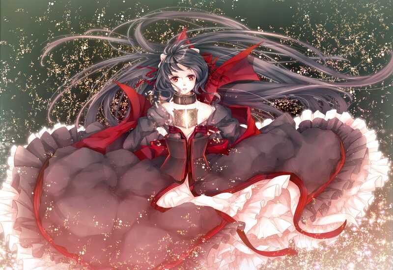 Anime Girl in Dress — Gray, Dramatic, Night