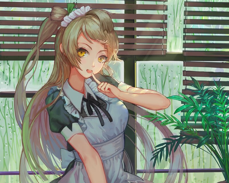 Anime Girl in Dress — Green, Calm