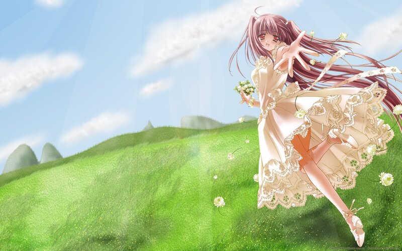 Anime Girl in Dress — Green, Serene