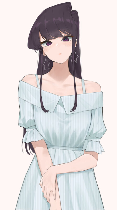 Anime Girl in Dress — Light Blue, Calm, Digital Art