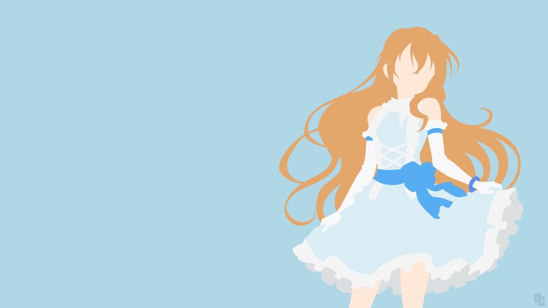 Anime Girl in Dress — Light Blue, Calm, Minimalist