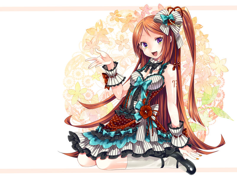 Anime Girl in Dress — Orange, Cheerful