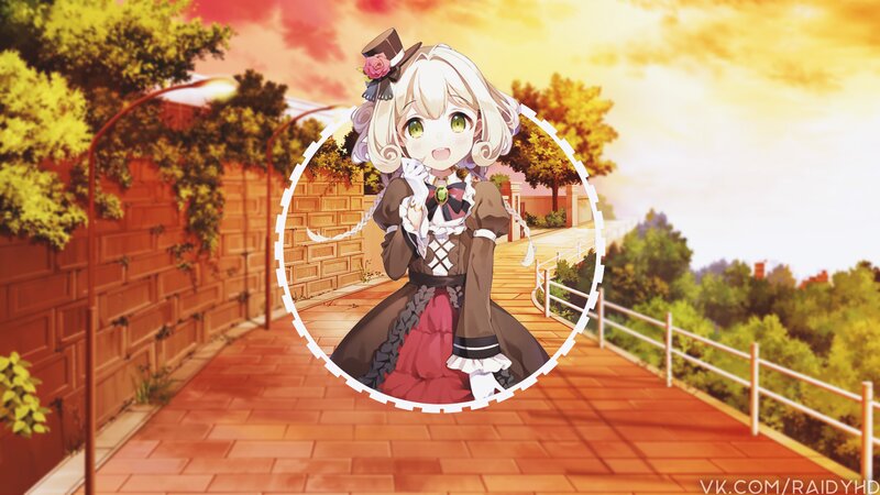Anime Girl in Dress — Orange, Serene, Sunset, Top Hat
