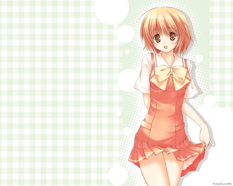 Anime Girl in Dress — Pink, Cheerful, Bow