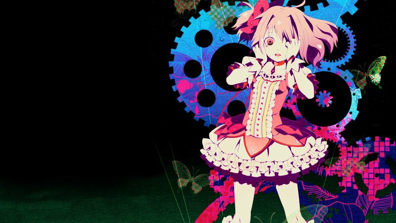 Anime Girl in Dress — Pink, Dramatic, Digital Art, Gears