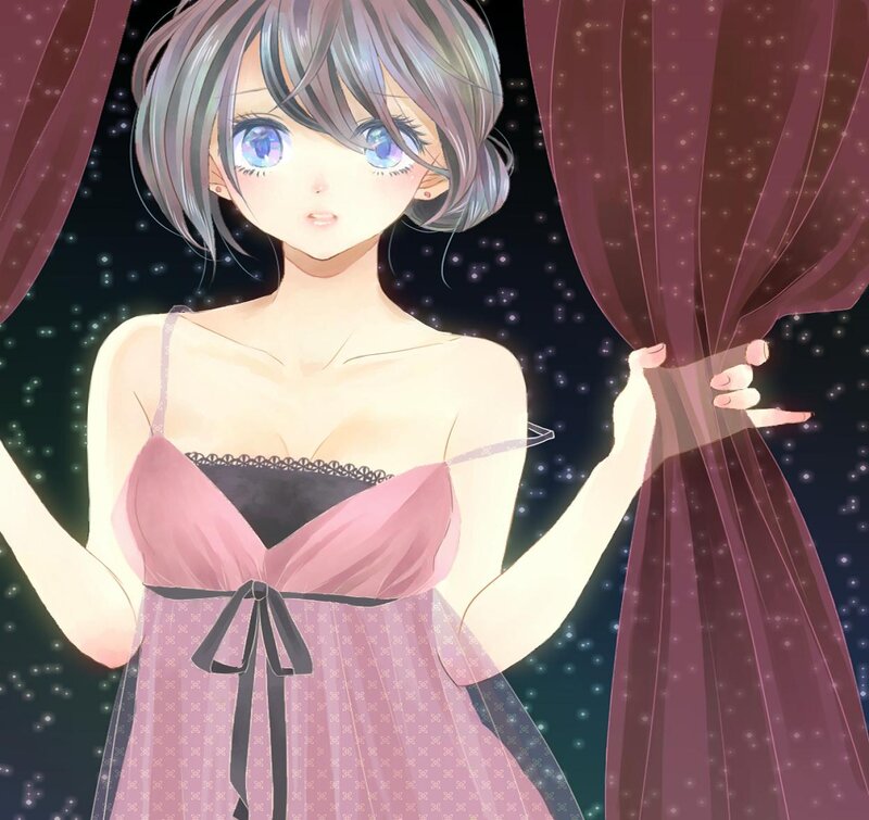 Anime Girl in Dress — Pink, Dramatic, Night