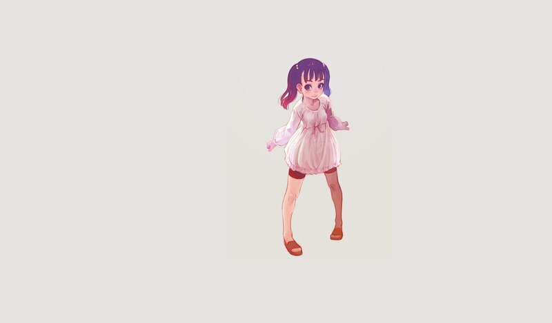 Anime Girl in Dress — Pink, Neutral, Digital Art