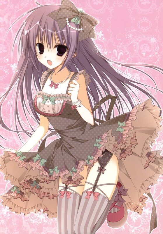 Anime Girl in Dress — Pink, Playful, Bow