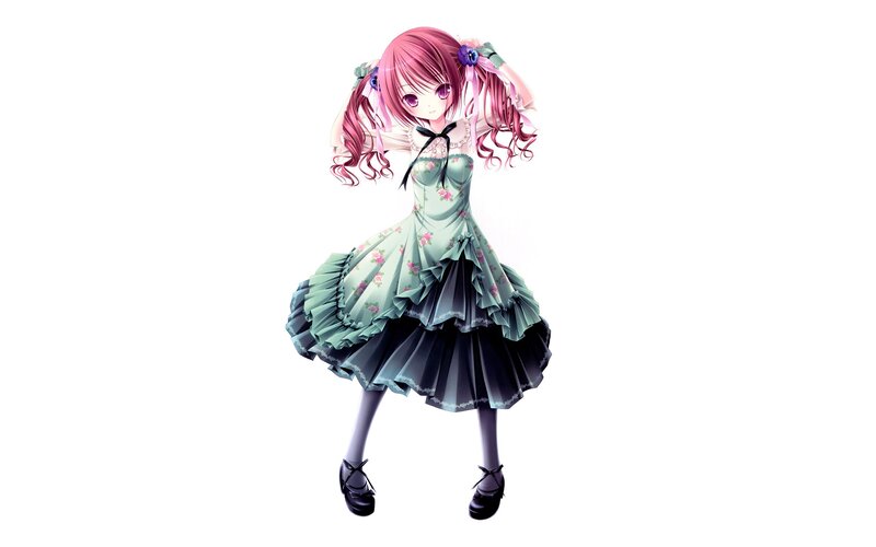 Anime Girl in Dress — Pink, Playful, Digital Art, Hair