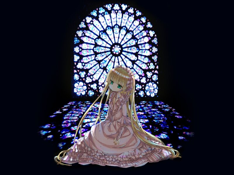 Anime Girl in Dress — Pink, Serene, Night