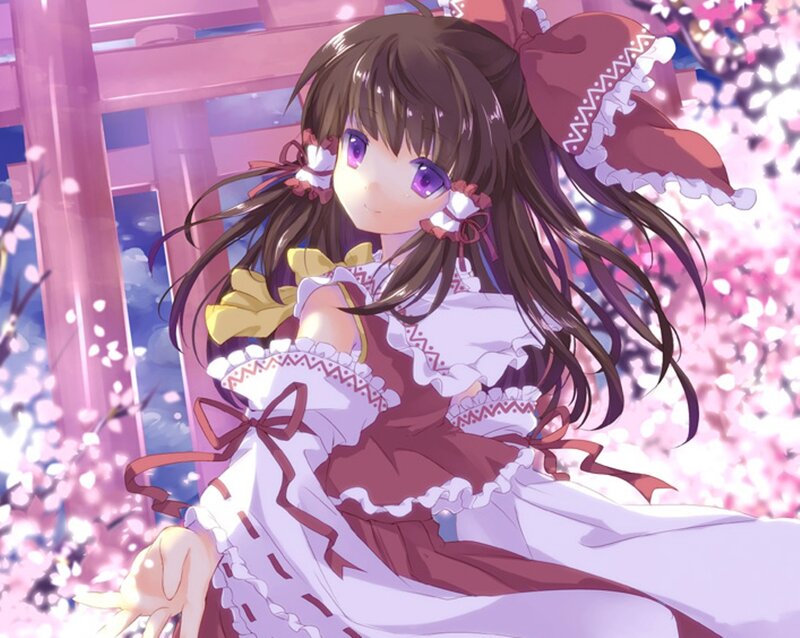 Anime Girl in Dress — Pink, Serene, Spring, Cherry Blossoms
