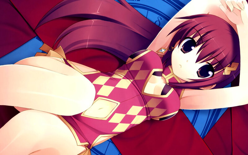 Anime Girl in Dress — Purple, Calm, Pillow