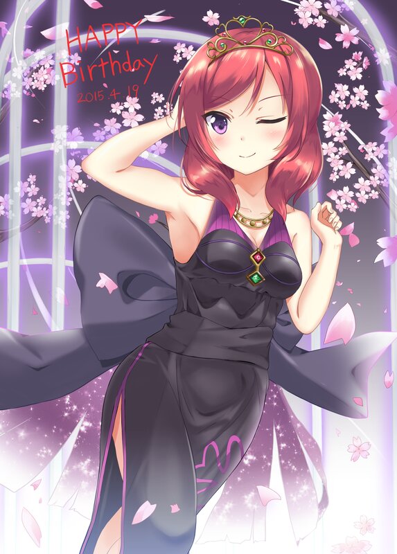 Anime Girl in Dress — Purple, Celebratory