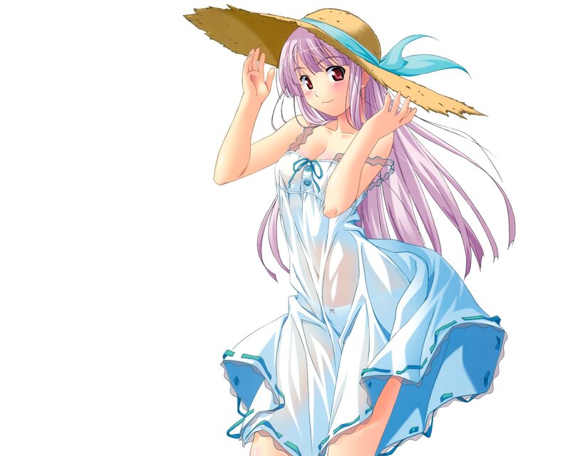 Anime Girl in Dress — Purple, Cheerful, Summer