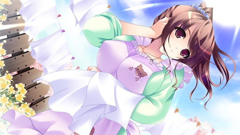 Anime Girl in Dress — Purple, Dreamy, Spring